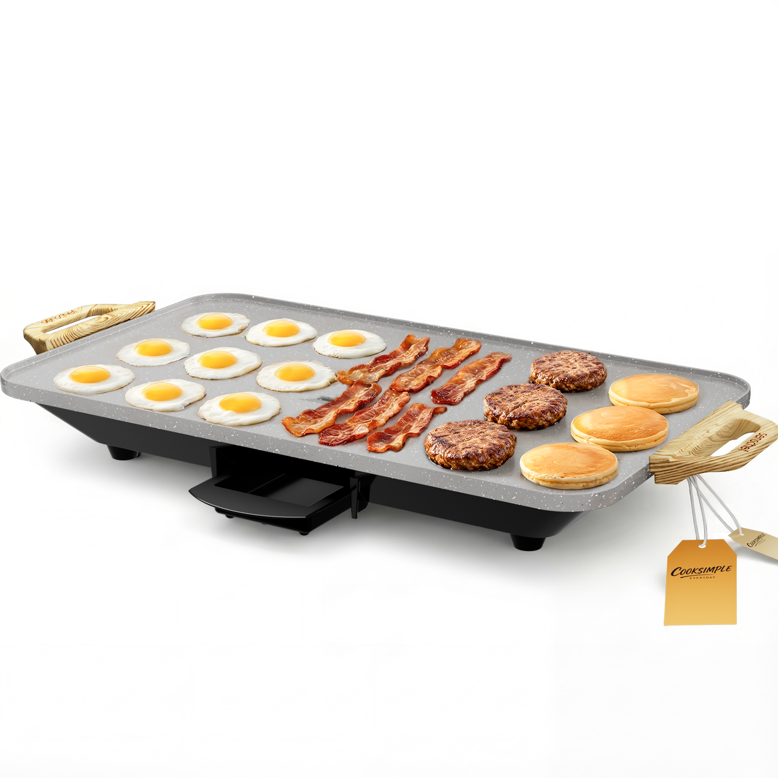 SENSCHEF CookSimple Everyday 20 Inch Electric Griddle - 1700W Nonstick ILAG Granite Surface, Large Flat Design, Fast Even Heating, Easy to Clean, Granite Grey