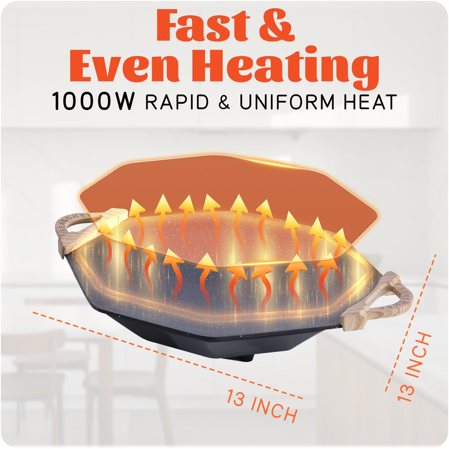 SENSCHEF 13x13 Inch Octagonal Electric Griddle