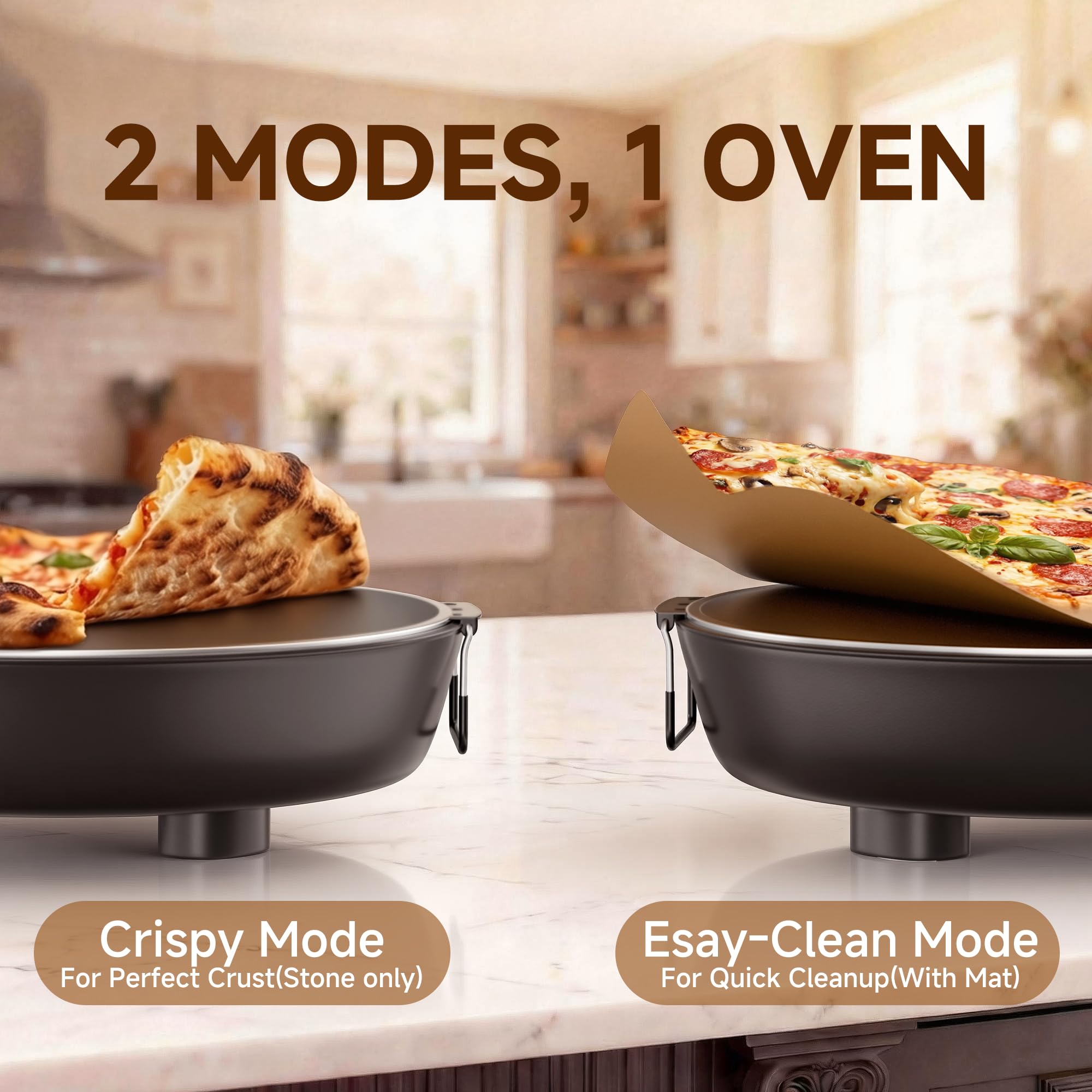 SENSCHEF 12-Inch CrustyBake Beginner's Glazed Stone Pizza Oven: Quick 800°F Heating, Easy-Clean Design, Recipe Book & All Tools Included - Perfect for First-Time Pizza Makers at Home