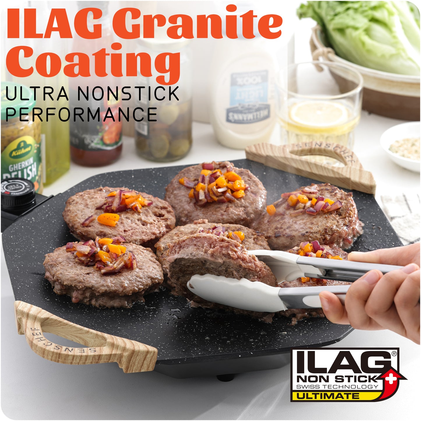 SENSCHEF 13x13 Inch Octagonal Electric Griddle