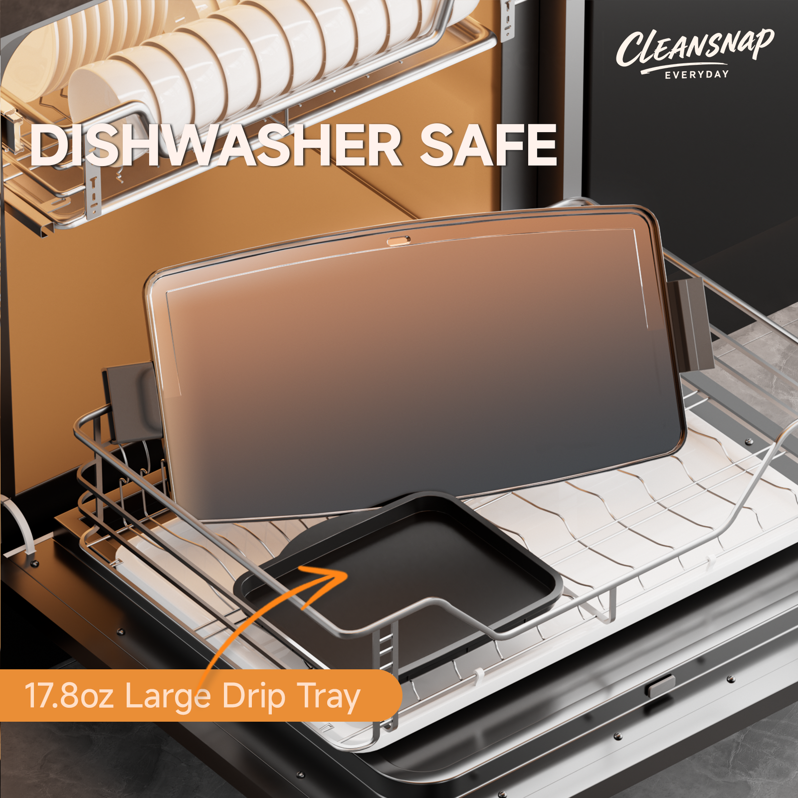 SENSCHEF Cleansnap Everyday Electric Griddle, Great Gift for Family Feasts - 20” Nonstick Grill with Foldable Anti-Mess Shield, Rapid 1700W Heat & PPG Ceramic Coating, Dishwasher Safe, Twilight Purple