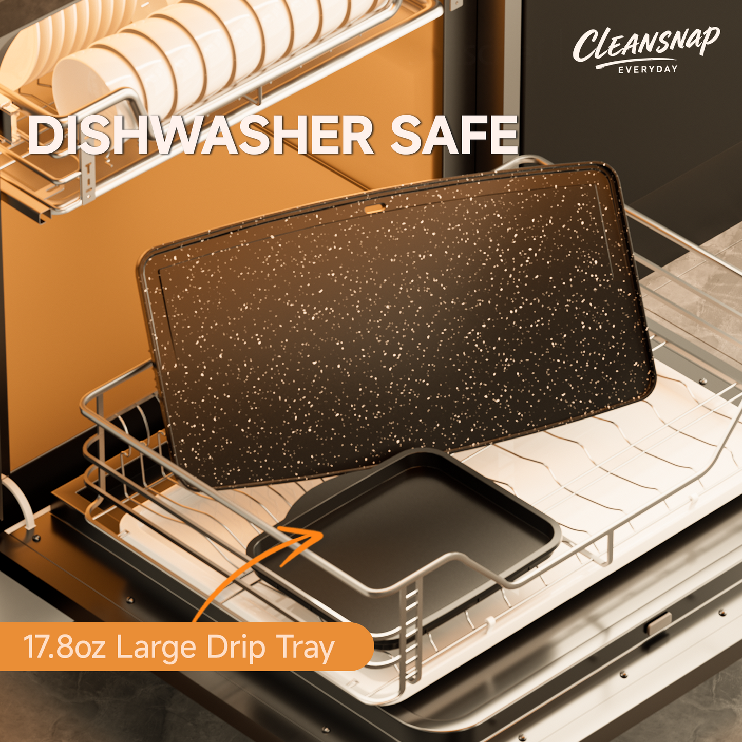 SENSCHEF Cleansnap Everyday Electric Griddle, 20” Nonstick Grill with Foldable Anti-Mess Shield, 1700W Fast Heating, ILAG Ultimate Coating, Dishwasher-Safe Removable Plate, Midnight Black