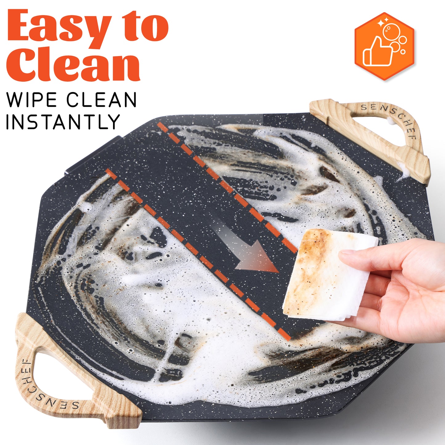 SENSCHEF 13x13 Inch Octagonal Electric Griddle