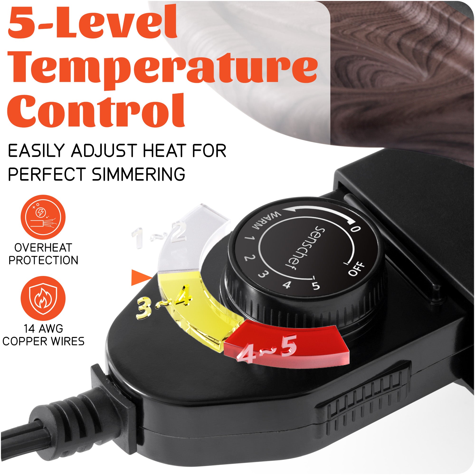 SENSCHEF Electric Hot Pot with Divider | PFAS-Free Ceramic Nonstick Pot | EvenHeat Cast Aluminum Body | 1500W Fast Heating | Dual-Flavor Shabu Shabu Pots for Family Use | 1-Yr Warranty