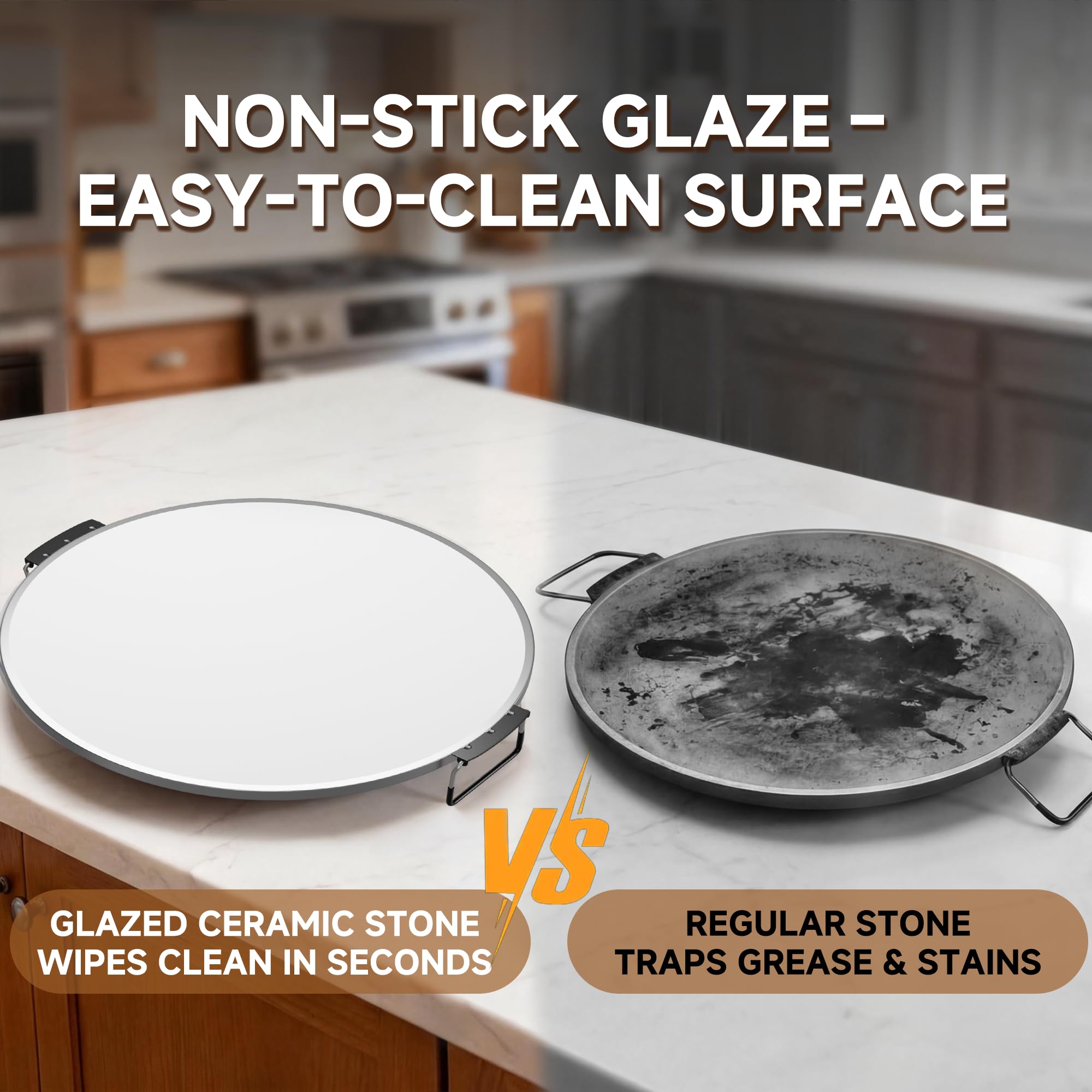 SENSCHEF 12-Inch CrustyBake Beginner's Ceramic Stone Pizza Oven: Quick 800°F Heating, Easy-Clean Design, Recipe Book & All Tools Included - Perfect for First-Time Pizza Makers at Home