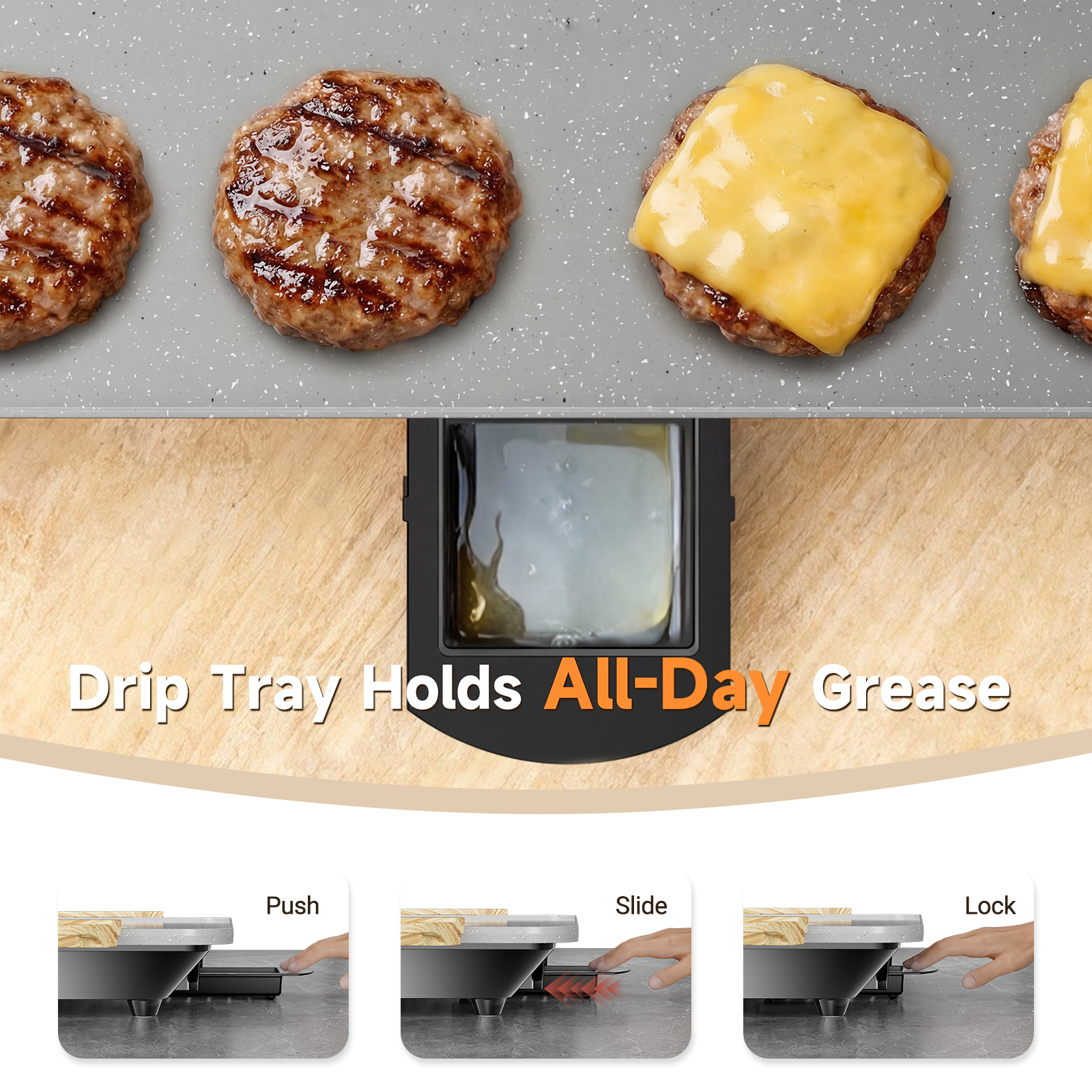 SENSCHEF CookSimple Everyday 20 Inch Electric Griddle - 1700W Nonstick ILAG Granite Surface, Large Flat Design, Fast Even Heating, Easy to Clean, Granite Grey